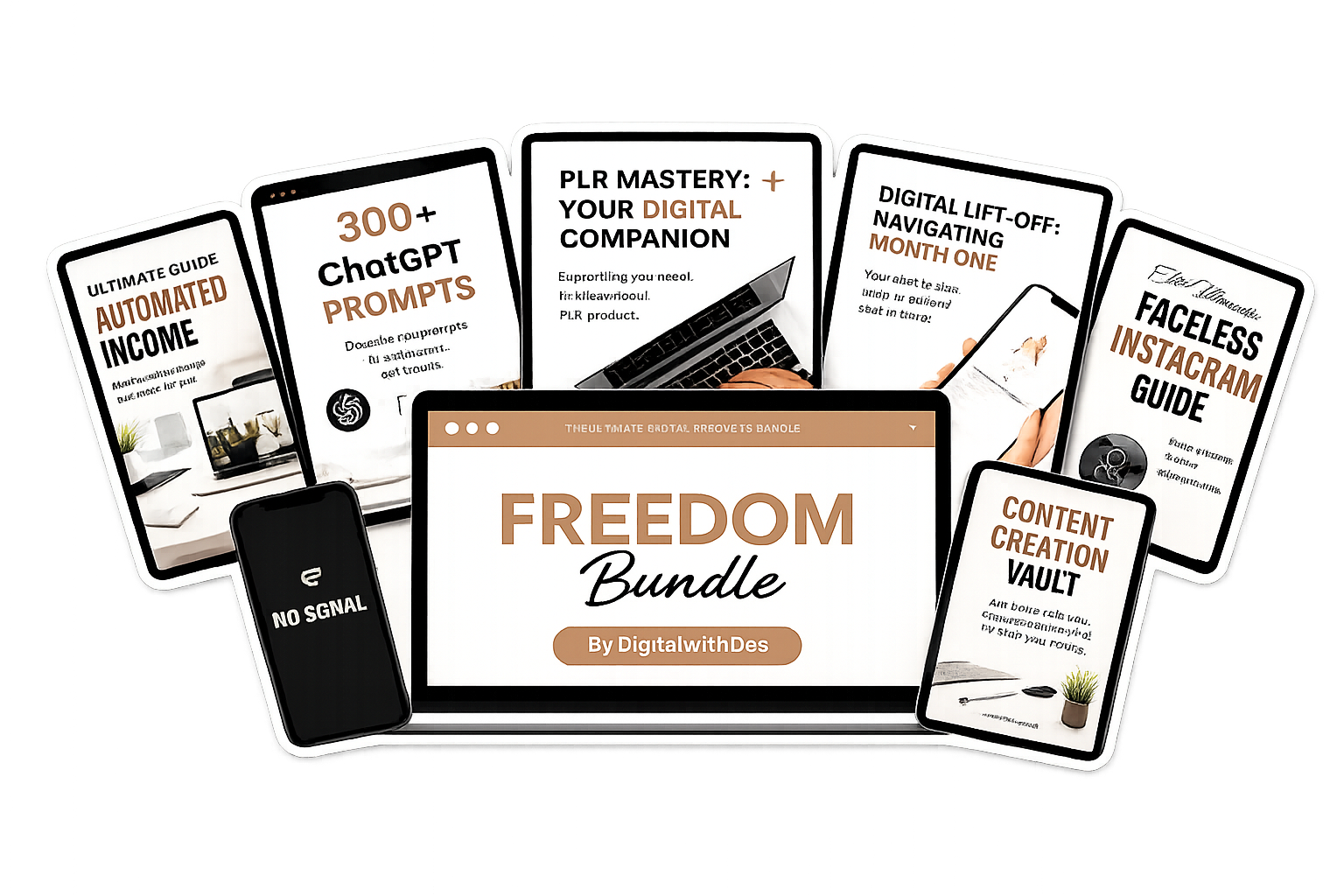 The Freedom Bundle — preview of included guides, workbooks, and resources